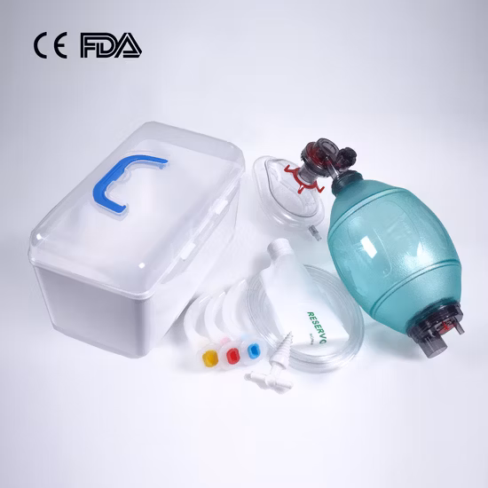 PVC-Ambu-Beutel mit Sauerstoffschlauch. PVC-Set für manuelles Beatmungsgerät. Werksseitig mit CE, FDA für Erwachsenengröße